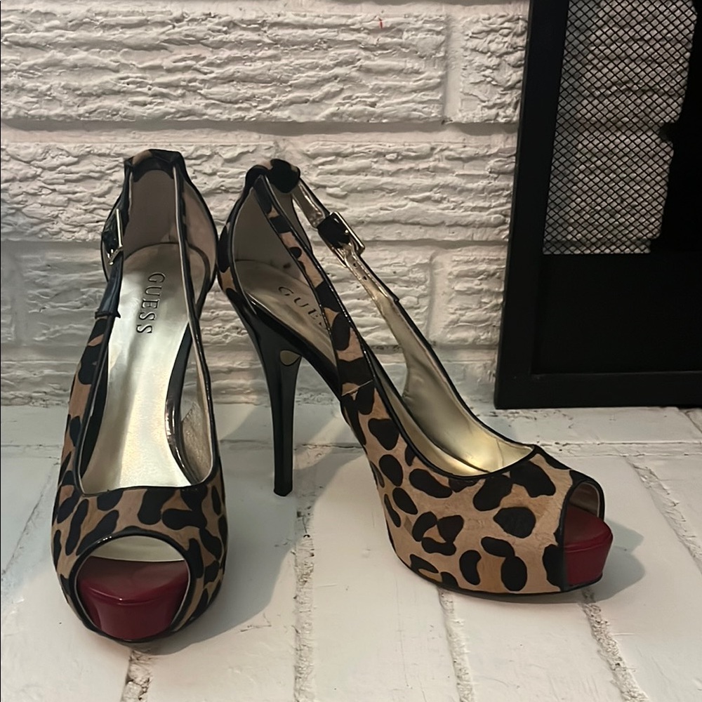 Guess Brown and Red Stiletto Heels